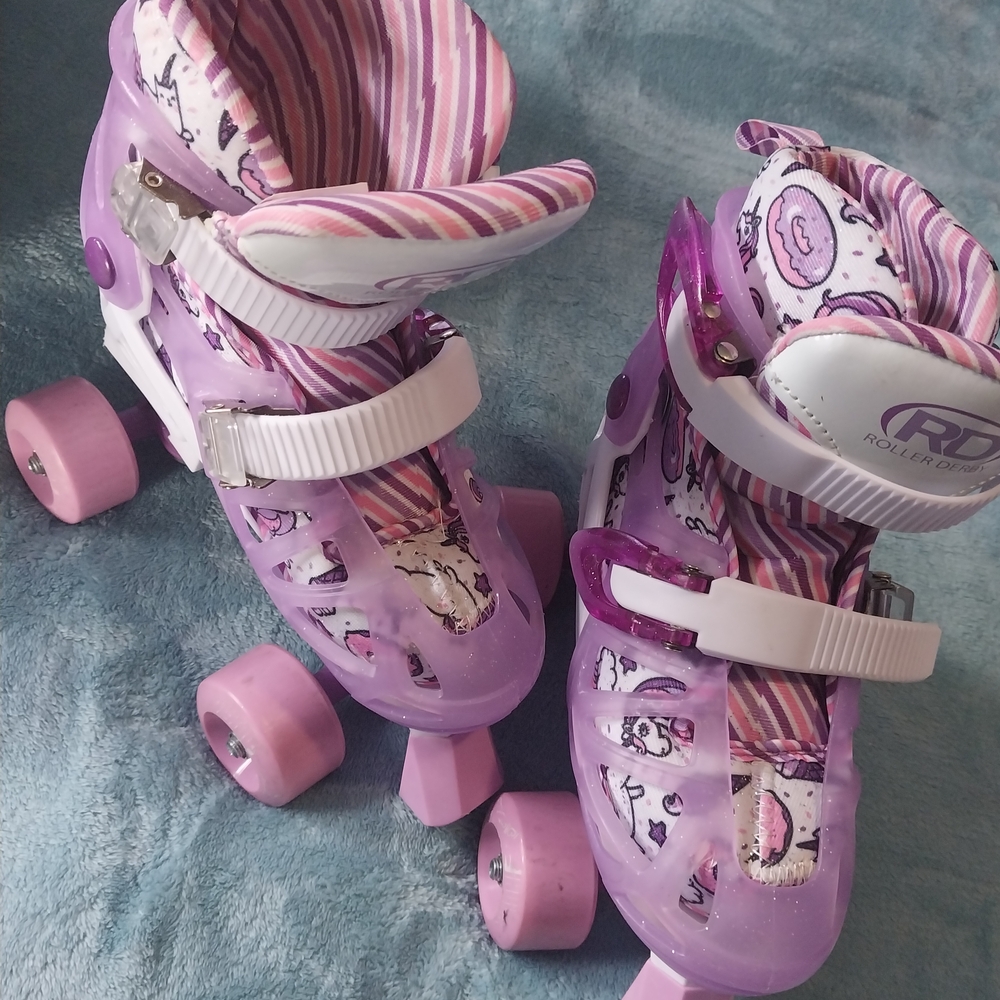 Purple Kids Quad Roller Skates with Pink Wheels